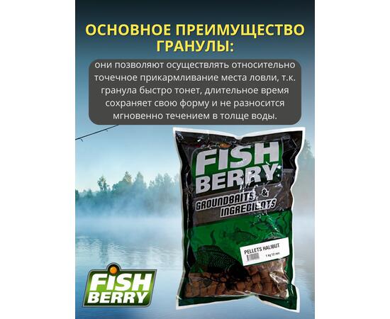 FishBerry Пеллетс карповый (палтус, цв. -бордовый) 12мм - 1 кг, Вкус: палтус, Вид рыбы: Карп, Диаметр (мм): 12, фото , изображение 3