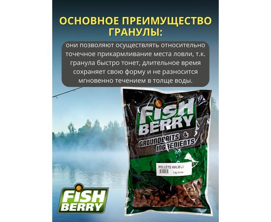 FishBerry Пеллетс карповый (палтус, цв. -бордовый) 10мм - 1 кг, Вкус: палтус, Вид рыбы: Карп, Диаметр (мм): 10, фото , изображение 3