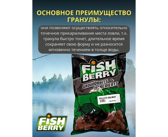 FishBerry Пеллетс карповый (палтус, цв. -бордовый) 18мм - 1 кг, Вкус: палтус, Вид рыбы: Карп, Диаметр (мм): 18, фото , изображение 3