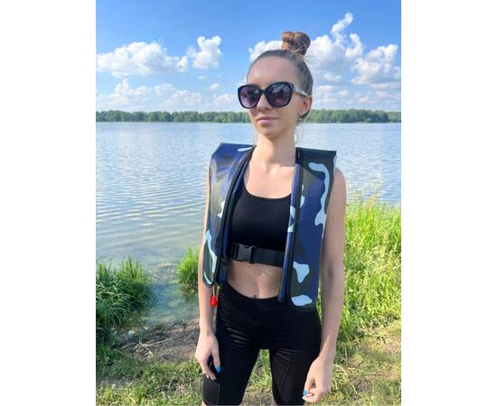 Жилет самонадувающийся спасательный LifeJacket камуфляж синий, Цвет: камуфляж синий, фото , изображение 10
