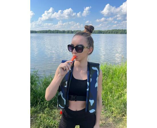 Жилет самонадувающийся спасательный LifeJacket камуфляж синий, Цвет: камуфляж синий, фото , изображение 13