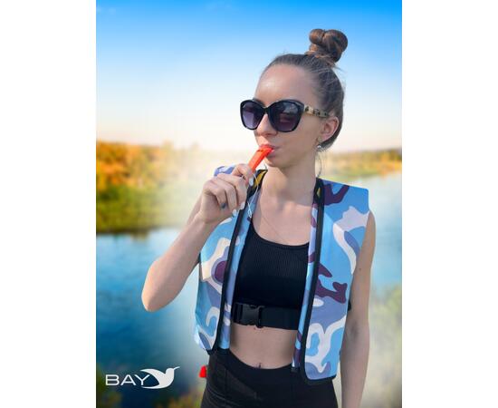 Жилет самонадувающийся  спасательный LifeJacket камуфляж голубой, Цвет: камуфляж голубой, фото , изображение 6