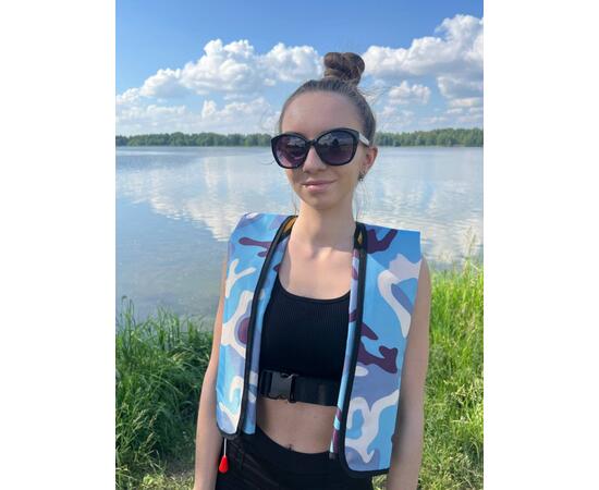 Жилет самонадувающийся  спасательный LifeJacket камуфляж голубой, Цвет: камуфляж голубой, фото , изображение 9