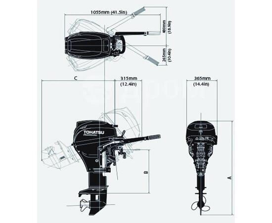 Лодочный мотор Tohatsu MFS 20 ESW EFI (ручной запуск), фото , изображение 2