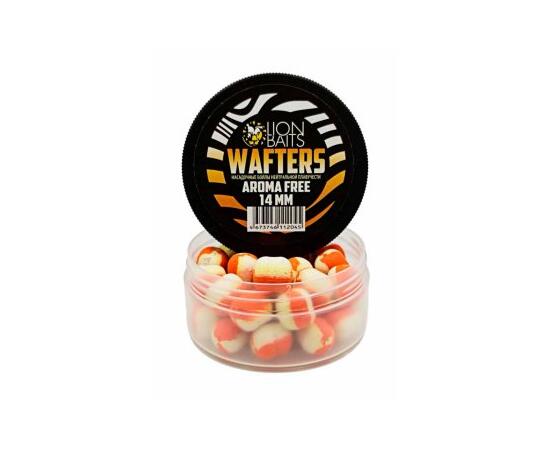 Бойлы нейтральной плавучести (Wafters) "Aroma Free" (без аромы) бело-оранж 14мм, Цвет: бело-оранжевый, Диаметр (мм): 14, фото , изображение 2