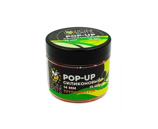 Lion Baits Бойлы плавающие Pop-Up Силиконовый "Тутти-Фрутти" 14мм (15шт), Цвет: оранжевый, Вкус: Тутти-фрутти, Диаметр (мм): 14, фото 