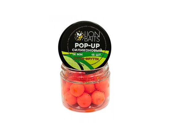 Lion Baits Бойлы плавающие Pop-Up Силиконовый "Тутти-Фрутти" 14мм (15шт), Цвет: оранжевый, Вкус: Тутти-фрутти, Диаметр (мм): 14, фото , изображение 2