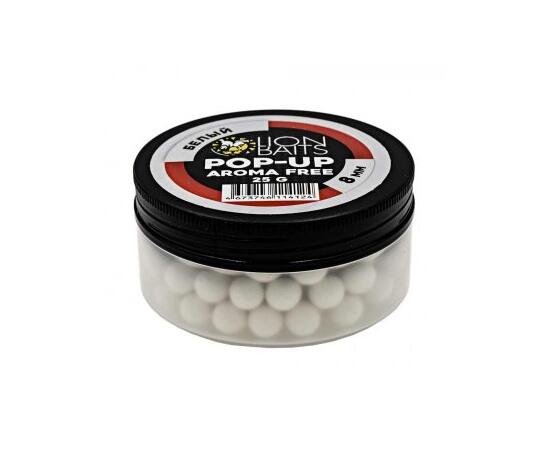 Lion Baits Бойлы плавающие Pop-Up "Aroma Free" (без аромы) белый 8 мм, Цвет: белый, Диаметр (мм): 8, фото 