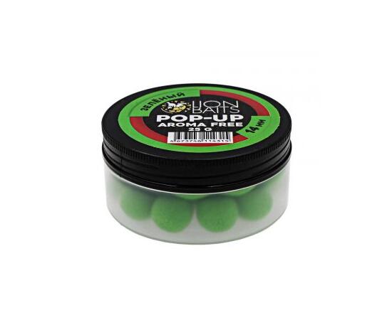 Lion Baits Бойлы плавающие Pop-Up "Aroma Free" (без аромы) зеленый 14 мм, Цвет: зеленый, Диаметр (мм): 14, фото 