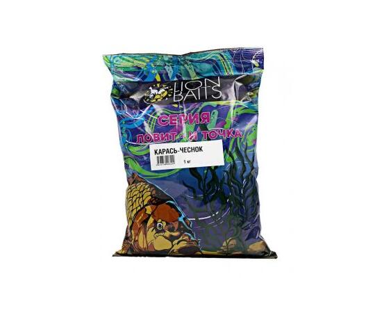 Lion Baits Прикормка Ловит и точка "Карась чеснок" 1кг, Цвет: зеленый, Вкус: чеснок, фото 