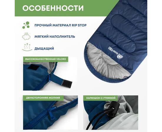 Спальный мешок RSP SLEEP 250 синий, левая молния, фото , изображение 4