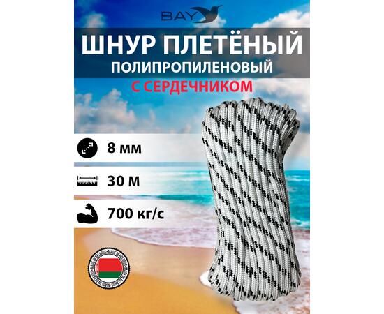 Шнур плетеный BAY (веревка) полипропиленовый 8мм х 30м черный, фото 