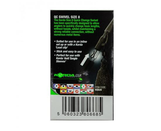 Вертлюг с быстросъемом KORDA Kwick Change Swivel №8, фото , изображение 2