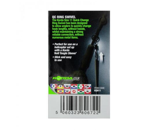 Вертлюг с кольцом и быстросъемом KORDA Kwick Change Swivel №11, фото , изображение 2