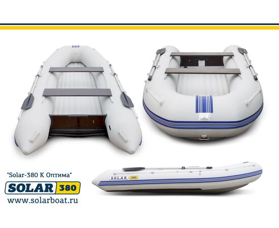 Лодка надувная моторная solar-380 к (оптима) Светло-серый, фото 
