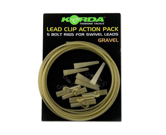Набор безопасная клипса KORDA Lead Clip Action Pack Gravel, Цвет: Gravel, фото 