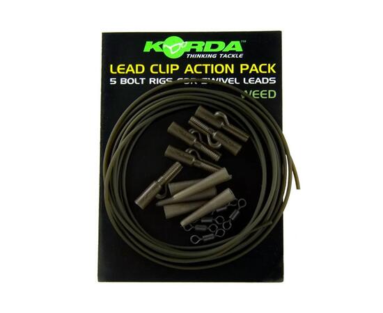 Набор безопасная клипса KORDA Lead Clip Action Pack Weed, Цвет: Weed, фото 