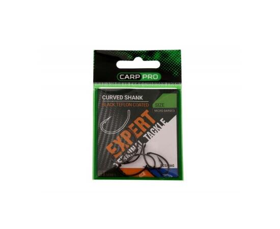 Крючок Карповый CARP PRO Curved Shank BT Series № 6 Black Teflon, Размер: №6, фото 