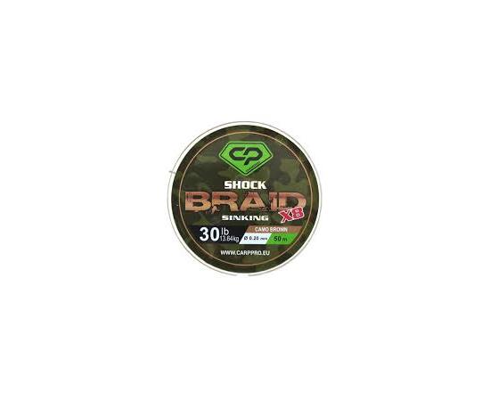 Шок-лидер CARP PRO Diamond Shock Braid PE X8 коричневый 30lb 50м 0,20мм, фото 