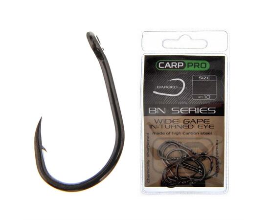 Крючки Карповые CARP PRO Black Nickel Wide Gape in-turned Eye №4, Размер: №4, фото 