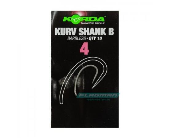 Крючок KORDA Kurv Shank Barbless №4 безбородый, фото , изображение 2