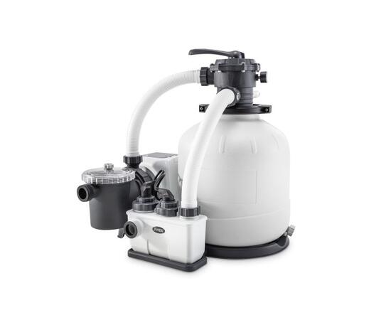 26384 Каркасный бассейн Graphite Gray 478 х 124 см, песчаный фильтр-насос, лестница, тент, подстилка, фото , изображение 4