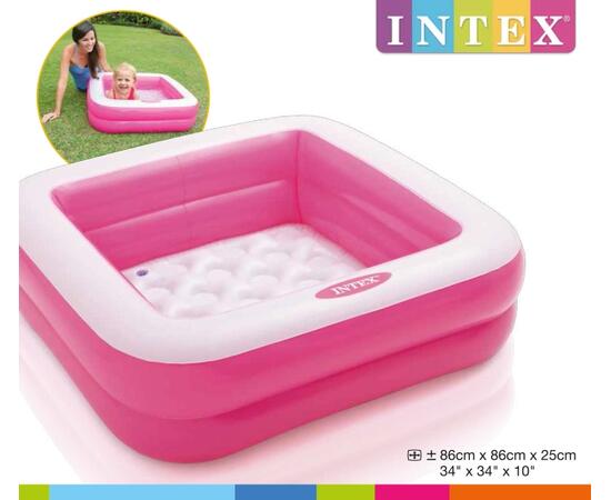 57100 Бассейн надувной Intex Малыш, 85 х 85 х 23 см, Розовый, фото , изображение 4