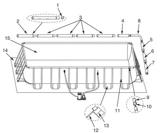 26356 Каркасный бассейн Ultra Frame 549х274х132см, фильтр-насос, лестница, тент, подстилка, фото , изображение 6