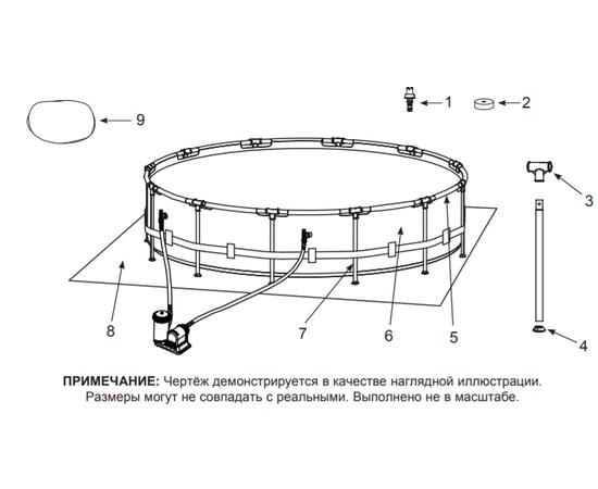 26744 Каркасный бассейн Grey Wood Prism Frame 549х122см, фильтр-насос, лестница, тент, подстилка, фото , изображение 5