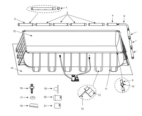 26792 Каркасный бассейн Prism Frame 488 х 244 х 107 см, фильтр-насос, лестница, тент, подстилка, фото , изображение 3
