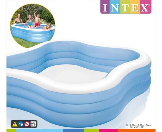 57495 Надувной квадратный бассейн Intex, 229х229х56 см, Семейная купальня от 6 лет, фото , изображение 2
