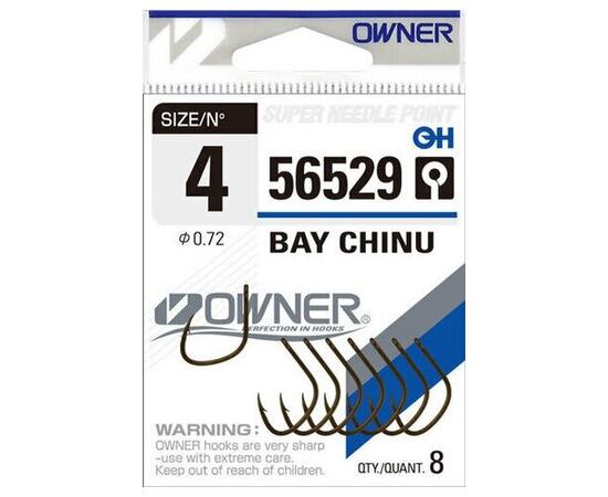 Крючок OWNER Bay Chinu brown №4 8шт, Размер: №4, фото 