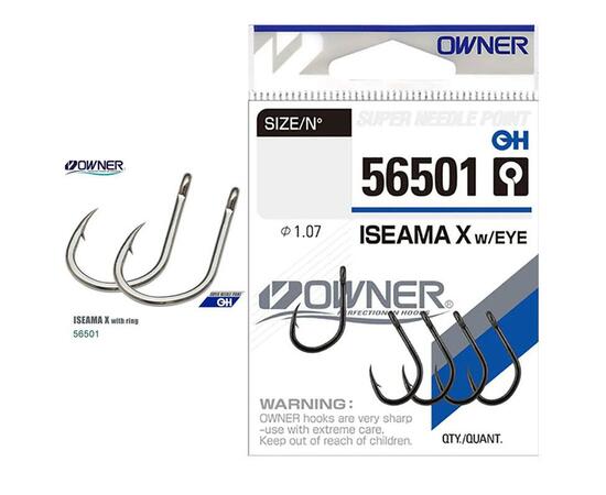 Крючок OWNER Iseama X w/eye BC №10 9шт, Размер: №10, Количество: 9, фото 