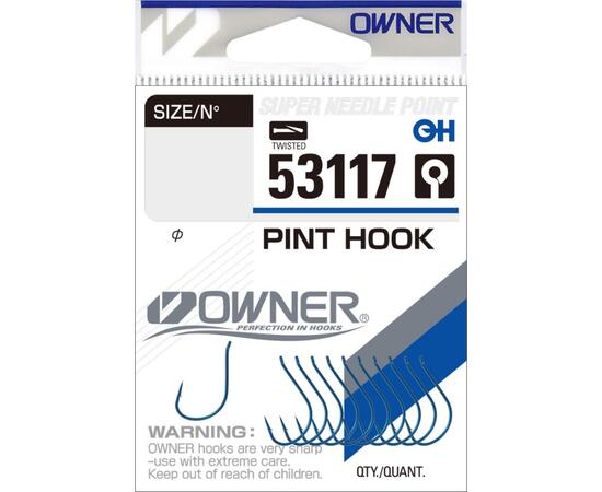 Крючок OWNER Pint Hook blue №10 12шт, Размер: №10, Количество: 12, фото 