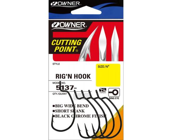 Крючок OWNER Rig'N Hook BC №5/0 5шт, Размер: №5/0, Количество: 5, фото 