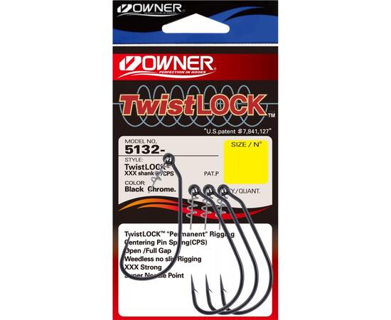 Крючок OWNER Twist Lock CPS BC №5/0 4шт, Размер: №5/0, Количество: 4, фото 