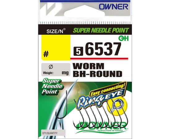 Крючок OWNER Worm BH-Round BC №4 9шт, Размер: №4, Количество: 9, фото 