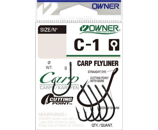 Крючок OWNER Carp Flyliner BC №1 4шт, Размер: №1, Количество: 4, фото 