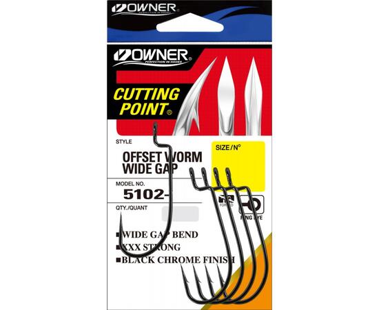Крючок OWNER Offset Shank Wide Gap BC №3/0 5шт, Размер: №3/0, Количество: 5, фото 