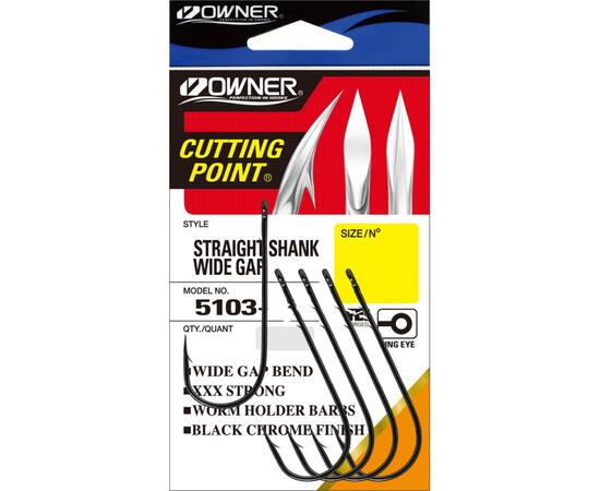 Крючок OWNER Straight Shank Wide Gap BC №1/0 6шт, Размер: №1/0, Количество: 6, фото 