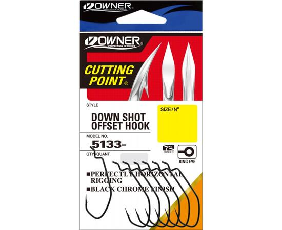 Крючок OWNER Down Shot Offset BC №3/0 6шт, Размер: №3/0, Количество: 6, фото 