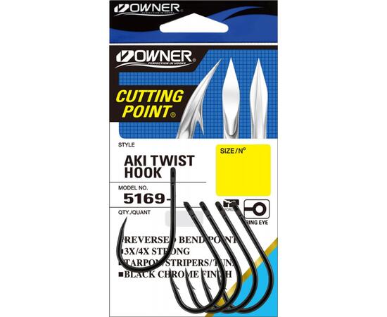 Крючок OWNER Aki Twist BC №1/0 8шт, Размер: №1/0, Количество: 8, фото 