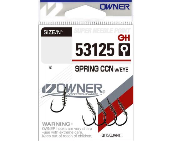Крючок OWNER Spring Chinu w/Eye BC №6 5шт, Цвет: BC, Размер: №6, Количество: 5, фото 