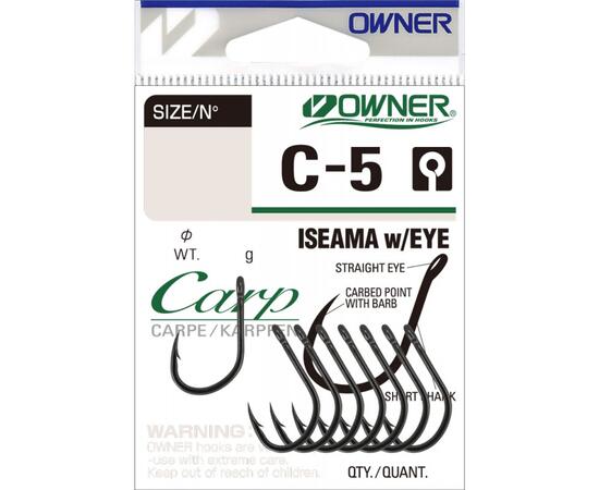 Крючок OWNER Carp Iseama w/eye BC №16 17шт, Размер: №16, Количество: 17, фото 