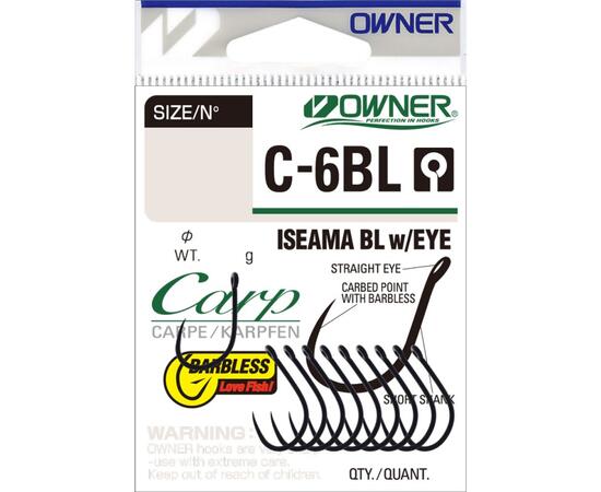 Крючок OWNER Carp Iseama BL w/eye BC №2 8шт, Размер: №2, Количество: 8, фото 