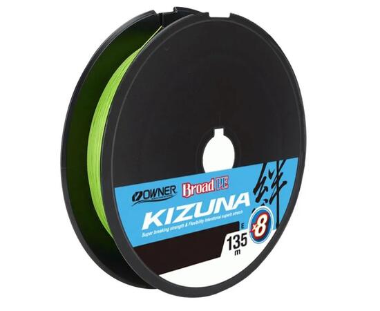 Шнур OWNER Kizuna X8 Broad PE chartreuse 135м 0,33мм 27,2кг, Цвет: Chartreuse, Разрывная нагрузка: 27,2 кг, Диаметр лески: 0,33 мм, Размотка: 135 м, фото 
