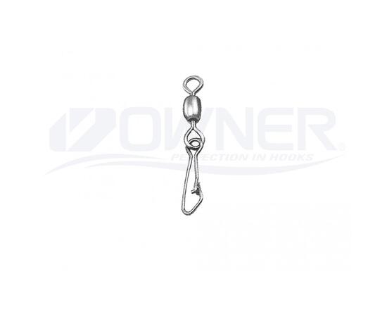 Застежка OWNER с вертлюгом Hooked Snap Swivel №4 7шт, фото , изображение 3