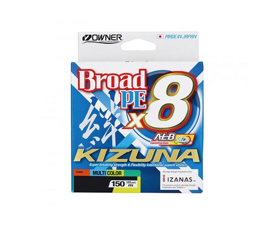 Шнур OWNER Kizuna X8 Broad PE multi color 10м 150м 0,19мм 11,9кг, Диаметр лески: 0,19 мм, Размотка: 150 м, фото 