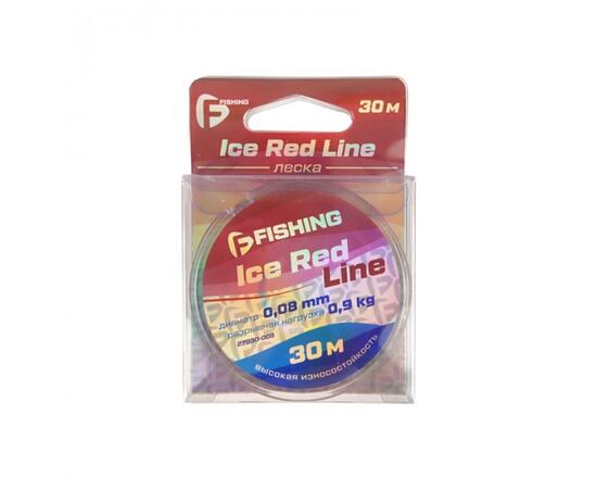 Леска F-FISHING Ice Red Line 30м 0,10мм   , Разрывная нагрузка: 1,4 кг, Диаметр лески: 0,10 мм, Размотка: 30 м, фото 