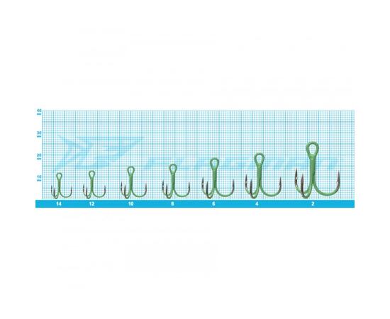 Тройник FLAGMAN Treble hook F36 Luminous Green №12 5шт, Номер: 12, фото , изображение 2